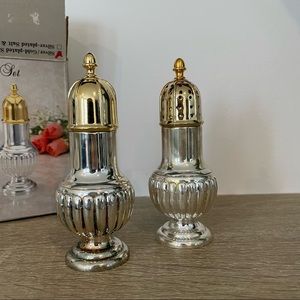 NEW Vintage Salt and Pepper Set Silver & Gold Plated
